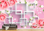 Persona Tapet Premium Canvas - Trandafirii roz si chenarele albe 3d abstract - tapet-canvas - 480,00 RON