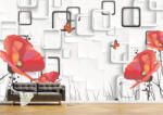 Persona Tapet Premium Canvas - Flori rosii si fluturi abstract - tapet-canvas - 340,00 RON