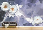 Persona Tapet Premium Canvas - Flori si frunze albe abstract - tapet-canvas - 720,00 RON