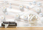 Persona Tapet Premium Canvas - Abstract flori albe cu diamante - tapet-canvas - 340,00 RON