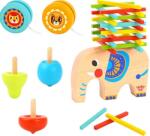 Tooky Toy Set din lemn Tooky Toy - elefant pentru echilibru, pompe, yo-yo (TL686)