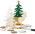 CCHOBBY Karácsonyi fa dekoráció készítő kreatív szett, 15x17cm, erdő rénszarvassal