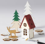 CCHOBBY Karácsonyi fa dekoráció készítő kreatív szett, 15x17cm, karácsonyi házikó