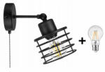 Glimex DARYL állítható fekete fali lámpa kapcsolóval 1xE27 (GDA0049C)