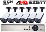  6 kamerás 2MP 2.8mm AHD csőkamera rendszer szett, kültéri/beltéri, 30m IR