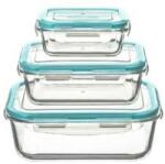 5five Set 3 cutii alimentare 5five, dreptunghiulare, din sticla cu inchidere ermetica