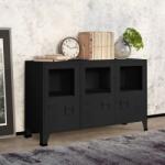 vidaXL Servantă industrială, negru, 105x35x62 cm, metal și sticlă (339608) Comoda
