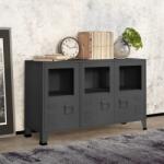 vidaXL Servantă industrială, antracit, 105x35x62 cm, metal și sticlă (339610) Comoda