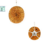  Pandantiv Fosil Coral cu Argint 925 - 48x34x9 mm - Unicat