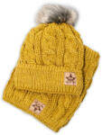 Baby Nellys Iarna tricotate pălărie cu pompon + coș de fum, muștar