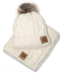 Baby Nellys Iarna tricotate pălărie cu pompon + coș de fum, cremă