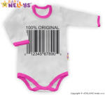 Baby Nellys Body cu mâneci lungi Baby Nellys 100% ORIGINAL - gri / tiv roz