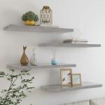 vidaXL Rafturi de perete suspendate, 4 buc, gri beton, 80x23, 5x3, 8 cm, MDF (326602) Raft
