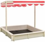 vidaXL Cutie de nisip cu acoperiș reglabil, alb/roșu, lemn brad, UV50 (316476) - comfy