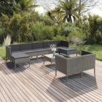 vidaXL Set mobilier de grădină cu perne, 10 piese, gri, poliratan (3094578) - comfy