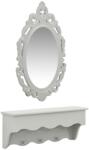 vidaXL Set raft perete pentru chei/bijuterii cu oglindă și cârlige gri (323973) - comfy