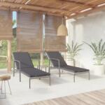 vidaXL 2 db szürke polyrattan napozóágy asztallal (317639)