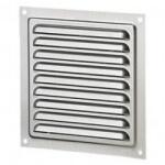 Dalap Műanyag szellőzőrács rovarhálóval, 154x154 mm-es fix zsaluval és 100 mm átmérőjű karimával, fehér (3252)