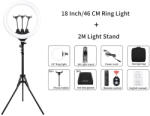  Lampa circulara profesionala LED 46 cm diametru, trepied 200 cm + geanta transport