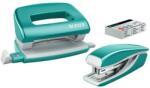 Leitz Tűzőgép és lyukasztó szett, 10 lap, fém, LEITZ „Wow Mini, jégkék (E55612051)