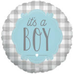  Kockás fólia lufi - Babaváró - It’s a BOY