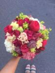 ImodFlowers Buchet de Nuntă cu Hortensie și Trandafiri Roșii