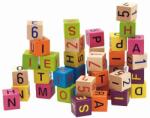 Woodyland cuburi colorate, cu litere și cifre 40 buc (OLP102190644)