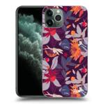 Picasee Husă neagră din silicon pentru Apple iPhone 11 Pro Max - Purple Leaf