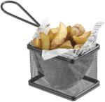 Hendi Mini-sült krumplis tálalókosár, snackek, sült krumpli tálalásához, rozsdamentes acél, 100x80x(H)75mm