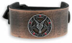 Leather & Steel Fashion Brăţară Baphomet - brown - crystal red - LSF1 62-a