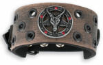 Leather & Steel Fashion Brăţară Baphomet - brown - criystal red - LSF1 61-a