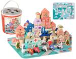 LeanToys Set oras tip puzzle, din lemn pentru copii, blocuri cu numere si litere, 135 buc MCT 9830 (MGH-561972)