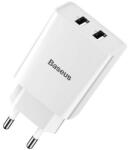 Baseus speed mini dual U adapter, 2x USB, 2A, 10, 5 W (fehér)