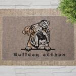  Angol bulldog kutyás lábtörlő barna háttérrel (60 x 40 x 0, 2 cm)