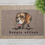  Beagle kutyás lábtörlő barna háttérrel (60 x 40 x 0, 2 cm)