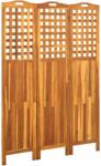 vidaXL Параван за стая, 3 панела, 121x2x170 cм, акациево дърво масив (311878)