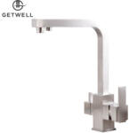 Getwell Square-S, két karos, 3 utas Konyhai Csap Víztisztítókhoz Nikkel színben (GW216N)