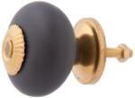 Clayre & Eef Buton mobila din fier auriu si ceramica negru mat Ø 4 cm x 4 cm (63809)
