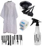 Pauco Profesional Set Kit Glen cu Pelerina pentru Tuns, Bol si Pensule, Guler, Set 10 Piepteni pentru Coafat