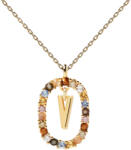 PDPAOLA Gyönyörű aranyozott nyaklánc "V" betű LETTERS CO01-281-U (lánc, medál) - vivantis