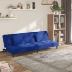 vidaXL Canapea extensibilă cu 2 locuri, 2 perne, albastru, textil (337421) Canapea