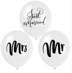  5 darabos latex lufi szett - Fehér - Mr, Mrs és Just Married felirattal