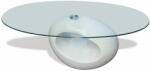 vidaXL Măsuță de cafea cu blat oval din sticlă, alb lucios (240318) - maryon Masa de cafea