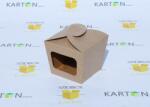 Szidibox Karton Ajándék kartondoboz barna, fóliás, ablakos 95x95x80mm (SZID-00972)