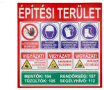  Építési terület PVC tábla (50x50 cm) több piktogram