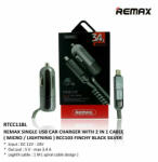 REMAX autós töltő, lightning+micro usb csatlakozós kábellel 1M, + USB , 3.4A