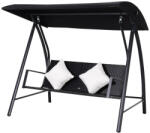 AOSOM Hintaágy 3 személyes polirattan kerti ülőgarnitúra 198x124x179 cm fekete