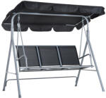 AOSOM Hintaágy 3 személyes kerti ülőgarnitúra 171x108x154 cm fekete