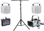 Szett Party Set M6 - 2x Füstgép + stroboszkóp + 2x fényeffekt + fényállvány
