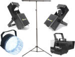 Szett Party Set M6 - Füstgép + stroboszkóp + 2x fényeffekt + fényállvány